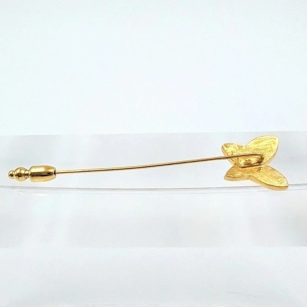 Vintage Crown Trifari Butterfly Stick Pin‎ Gold Tone Dainty Minimalist Spring